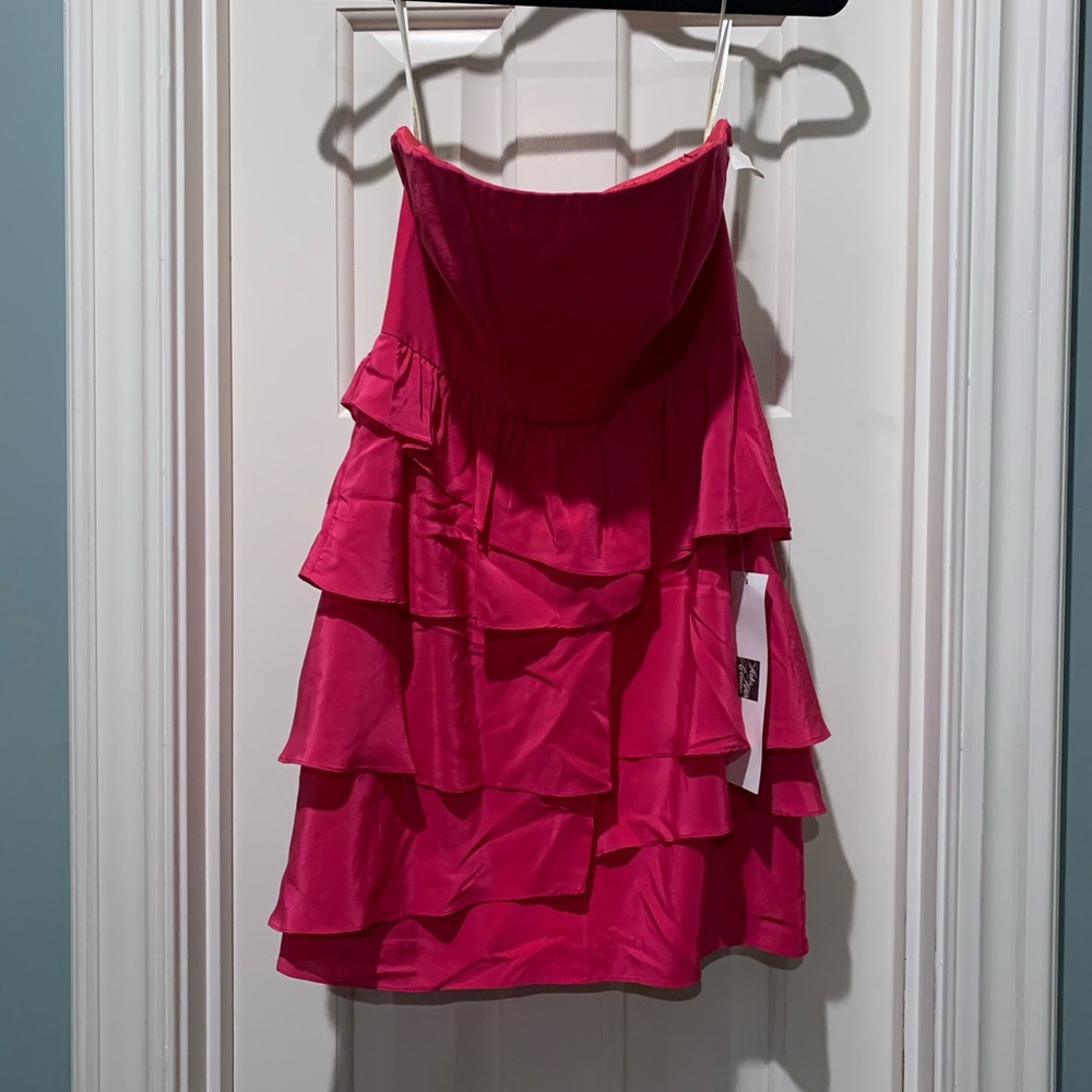 Hot pink strapless dress